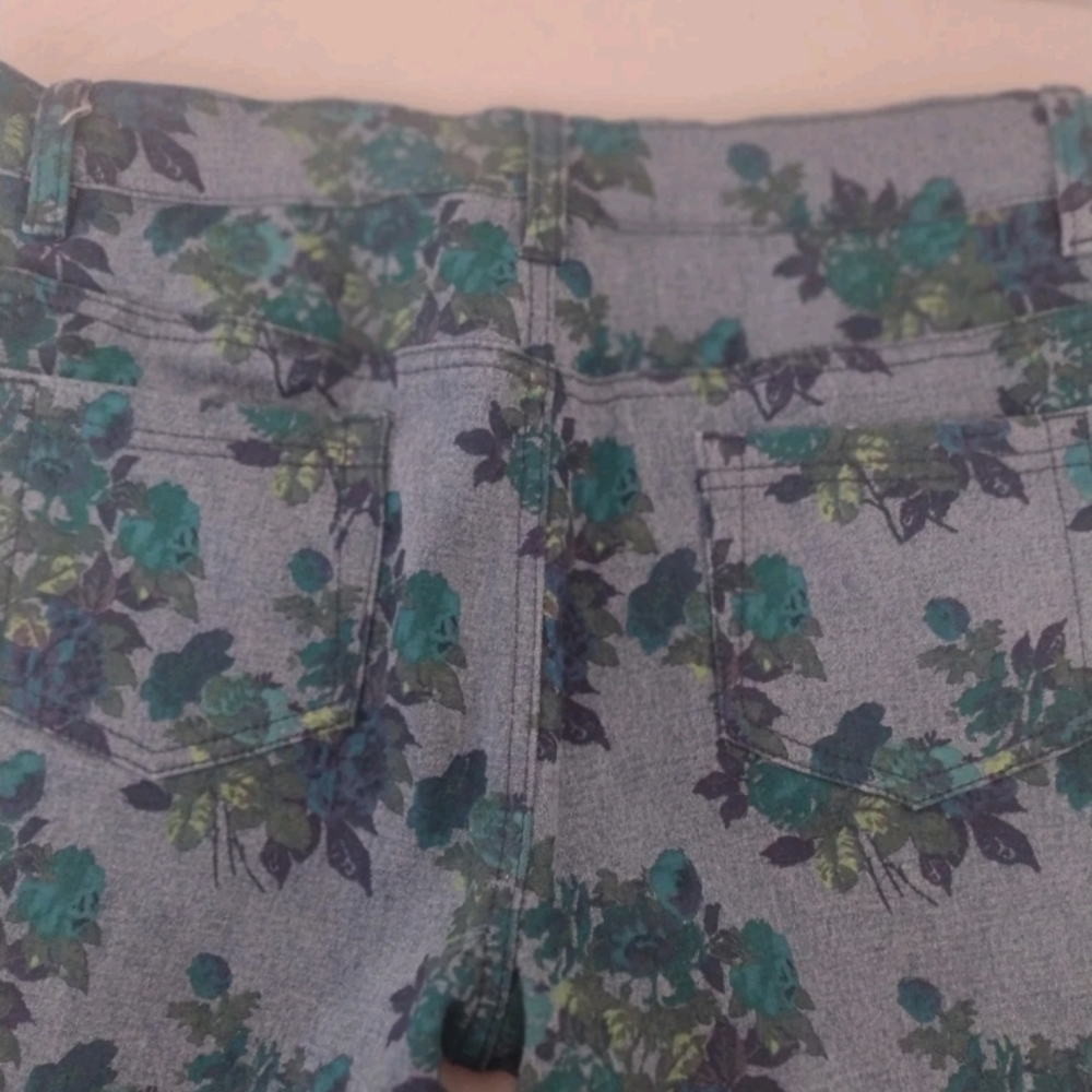 Diane Gilman 12P X 26.5" Women’s Blue Green Floral Print Stretch Jeans - Picture 8 of 16